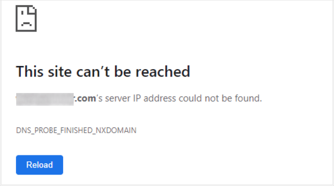 site cannot reached error
